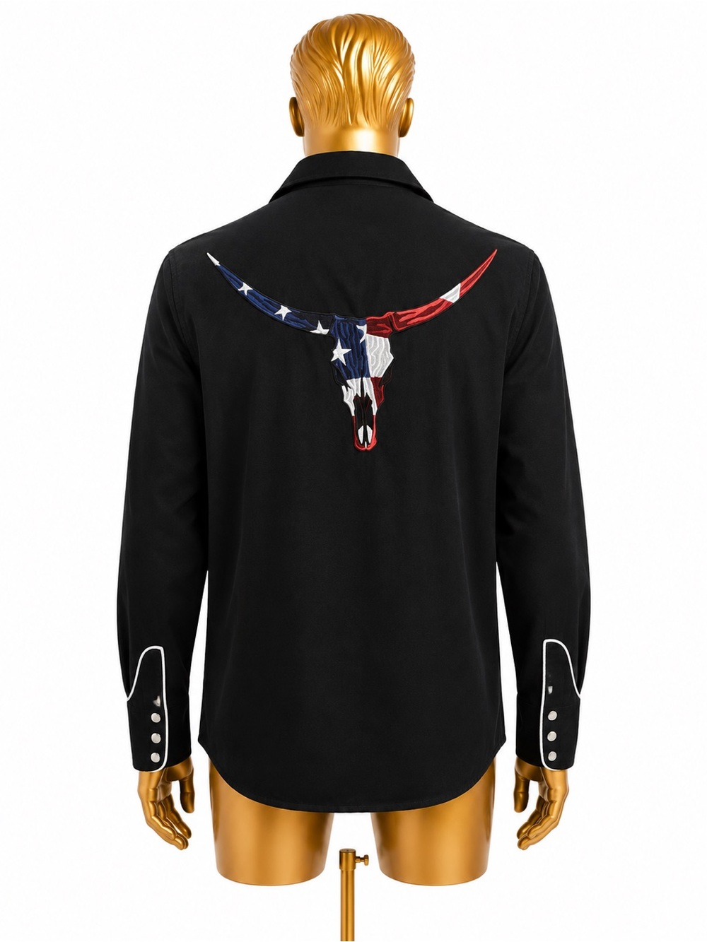Roper  Wear the West Black Western Shirt with White Piping graphic on back